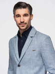 Men's REGULAR cut jacket with linen - light blue V3 OM-BLZB-0128