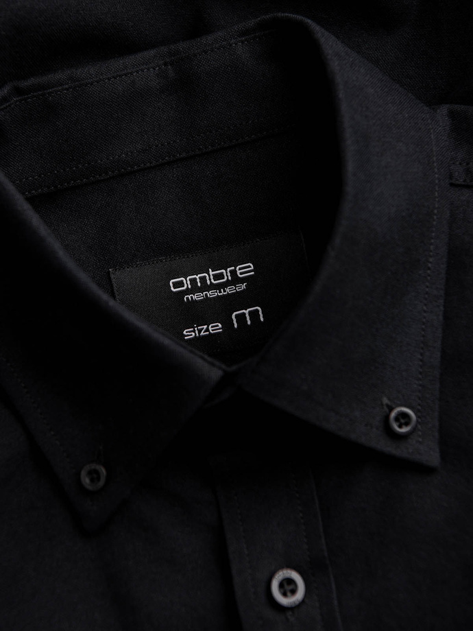 Men's classic cotton oxford REGULAR shirt - black V3 OM-SHOS-0114