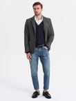 Men's checkered blazer with wool - graphite V2 OM-BLZB-0117