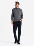 Men's knitted half-golf with viscose - grey melange V3 OM-SWTN-0100