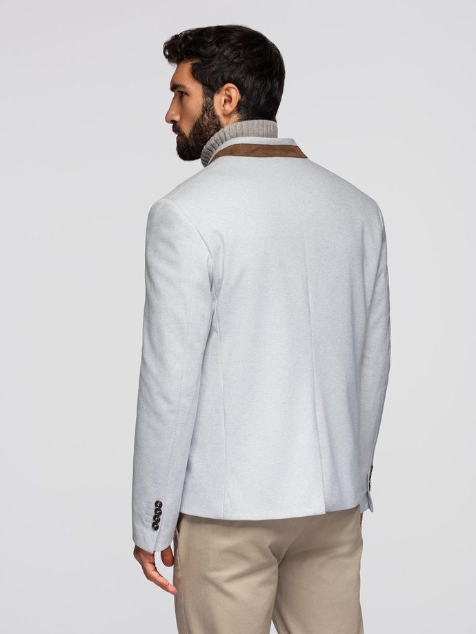 Pánská melanžová bunda se stojáčkem - šedá melanž V4 OM-BLZB-0131