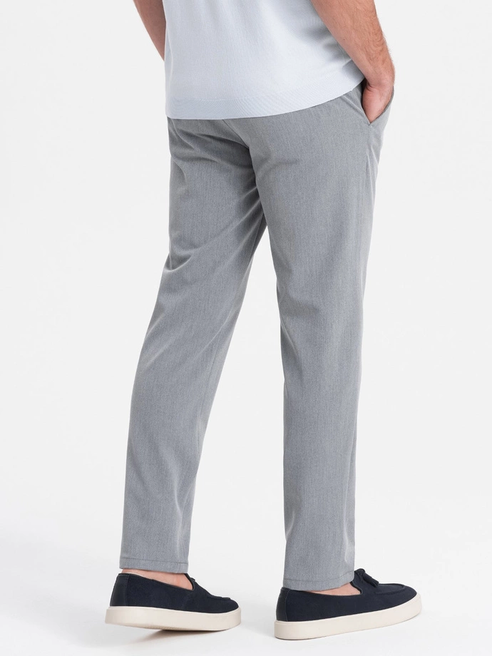 Elegantní pánské kalhoty SLIM FIT chino - světle šedé V1 OM-PACP-0191