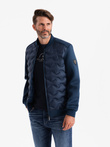 Men's quilted bomber jacket - navy blue V2 OM-JALP-0141