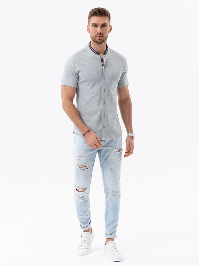 Men's short sleeve knit shirt - grey V5 K543