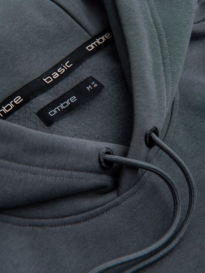 BASIC men's cotton kangaroo hooded sweatshirt - graphite V11 OM-SSBN-0161