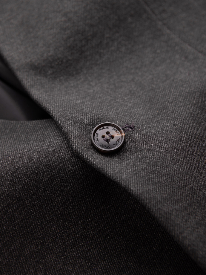 Men's melange rayon jacket with stand-up collar - black melange V5 OM-BLZB-0131