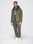 Men's functional transitional jacket with hood - olive V2 OM-JANP-0225