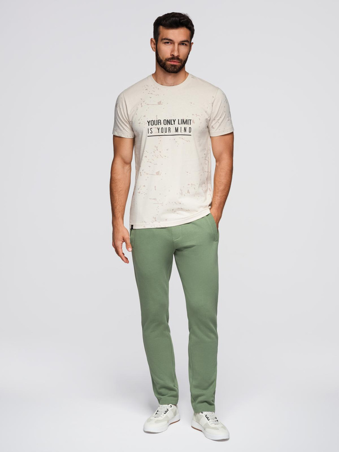 Pantaloni de trening pentru bărbați cu picior fără căptușeală - verde V3 OM-PABS-0206