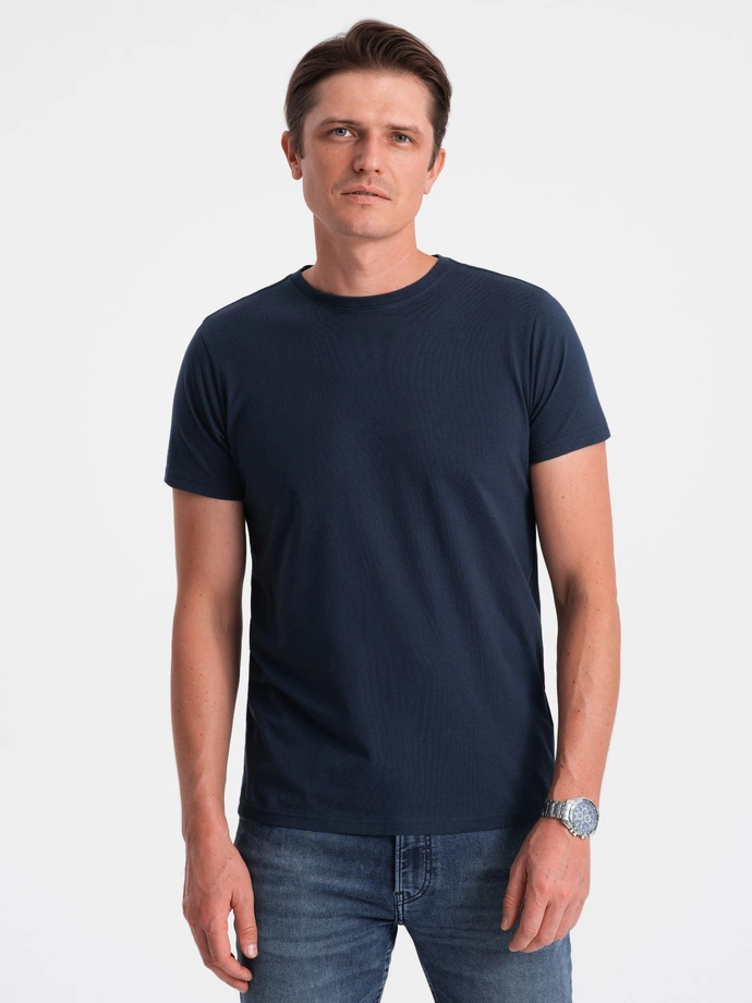 Classic BASIC men's cotton T-shirt - navy blue V2 OM-TSBS-0146