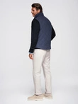 Men's peach effect quilted sleeveless jacket - navy blue V2 OM-JAVJ-0277