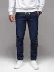 Men's denim joggers with piping - dark blue V4 OM-PADJ-0156