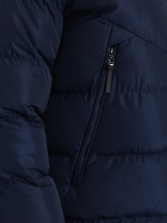 Jachetă de iarnă pentru bărbați cu matlasare neobișnuită - albastru marin V4 OM-JAHP-0127