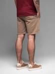 Pánské teplákové kraťasy RELAXED FIT ve sportovním stylu - světle hnědé V2 OM-SRWS-0122