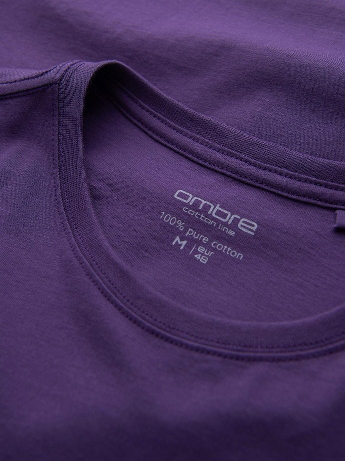 Tricou clasic BASIC din bumbac pentru bărbați - violet V13 OM-TSBS-0146