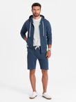 Set hanorac bărbați hanorac cu fermoar + pantaloni scurți - albastru închis V4 Z76