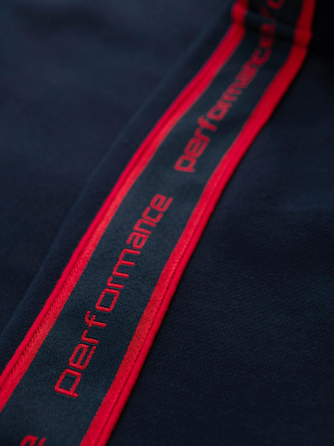 Hanorac bărbătesc cu față deschisă, cu bordură și guler înalt - albastru marin V3 OM-SSZP-0224