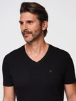 Pánske tričko V-NECK s elastanom - čierne V3 OM-TSCT-0106