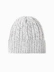 Men's beanie cap with round embossed patch - broken white V3 OM-ACWH-0121