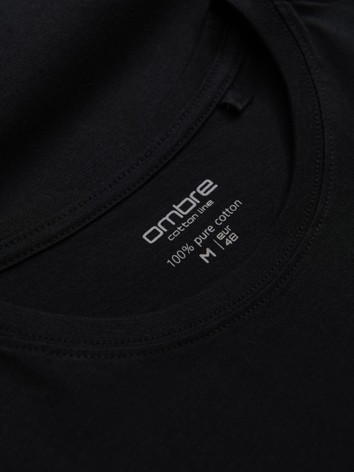 Tricou clasic din bumbac pentru bărbați BASIC - negru V1 OM-TSBS-0146