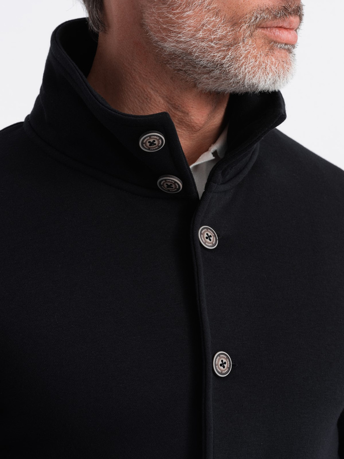 Hanorac casual pentru bărbați cu guler cu nasturi - negru V6 OM-SSZP-0171