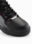 Men's high boots sneakers with shiny elements - black V1 OM-FOSH-0178
