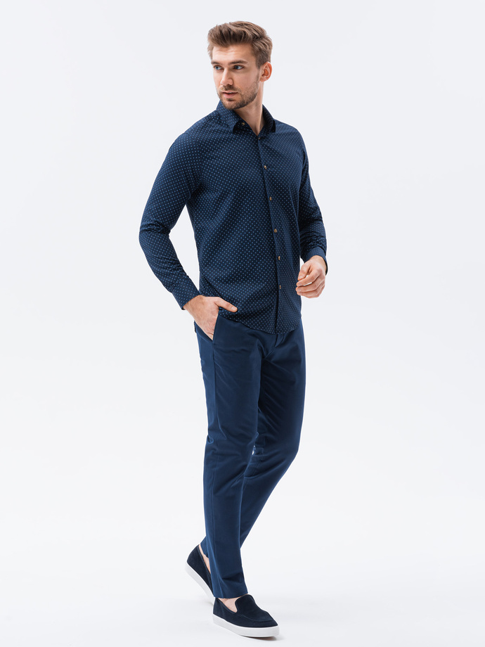 Camasa cu maneca lunga barbati - bleumarin K616