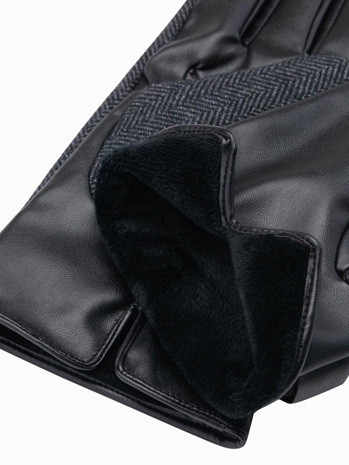 Men's elegant wool blend gloves - graphite melange V2 OM-ACGL-0111