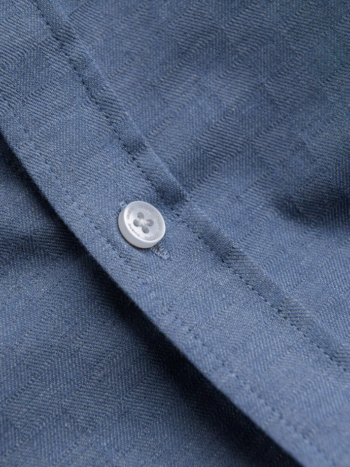 Pánská košile SLIM FIT z dekorativní tkaniny - modrá V1 OM-SHCS-0175