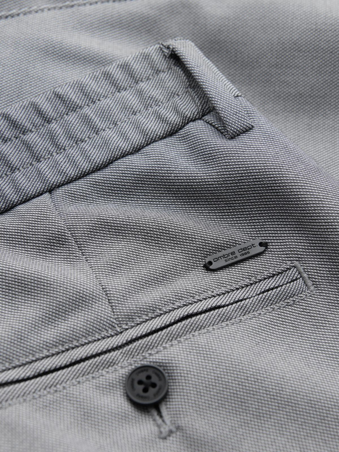 Pánske chino nohavice REGULAR FIT s elastickým pásom - sivé V2 OM-PACP-0157