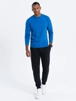 Men's BASIC longsleeve with round neckline - blue V9 OM-LSBL-0106