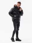 Men's winter puffer jacket shiny - black C545