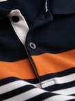 Tricou polo pentru bărbați cu dungi în două tonuri - albastru marin V1 OM-POSS-0127
