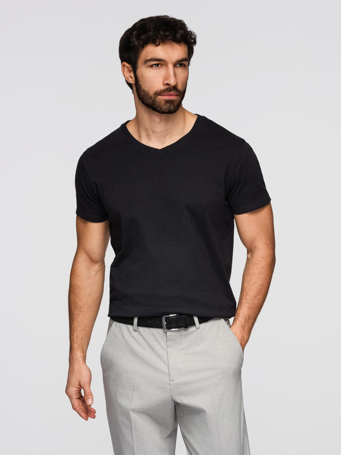BASIC men's classic cotton T-shirt with a crew neckline - black V1 OM-TSBS-0237