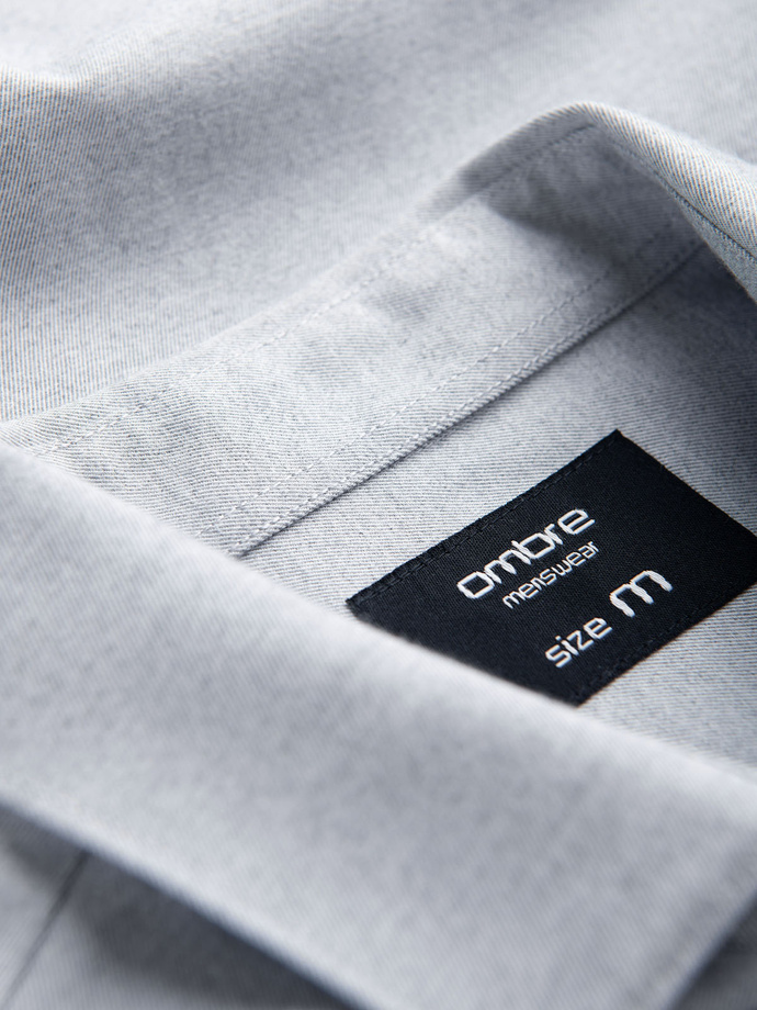 Men's REGULAR FIT shirt with pocket - gray V1 OM-SHCS-0148
