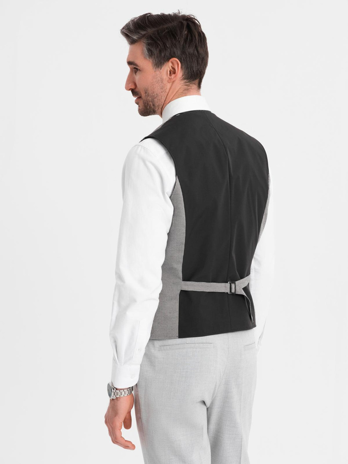 Jilet casual jacquard pentru bărbați fără rever - gri V2 OM-BLZV-0111