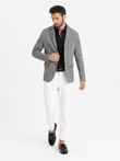 Men's casual blazer in delicate check - gray V2 OM-BLZB-0116