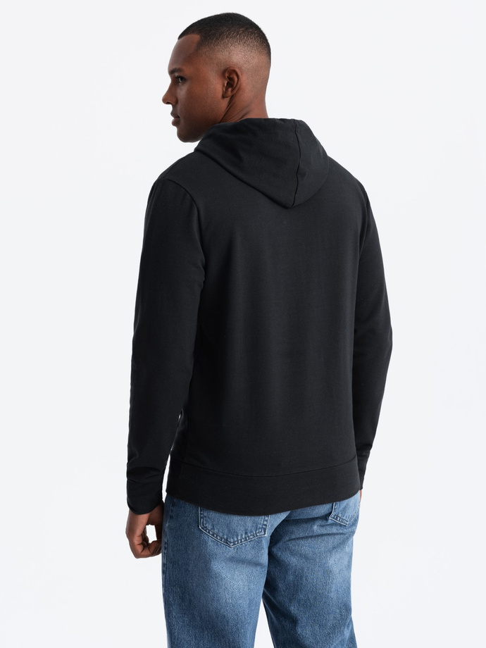 Hanorac kangaroo pentru bărbați cu logo - negru V1 OM-SSNZ-0162