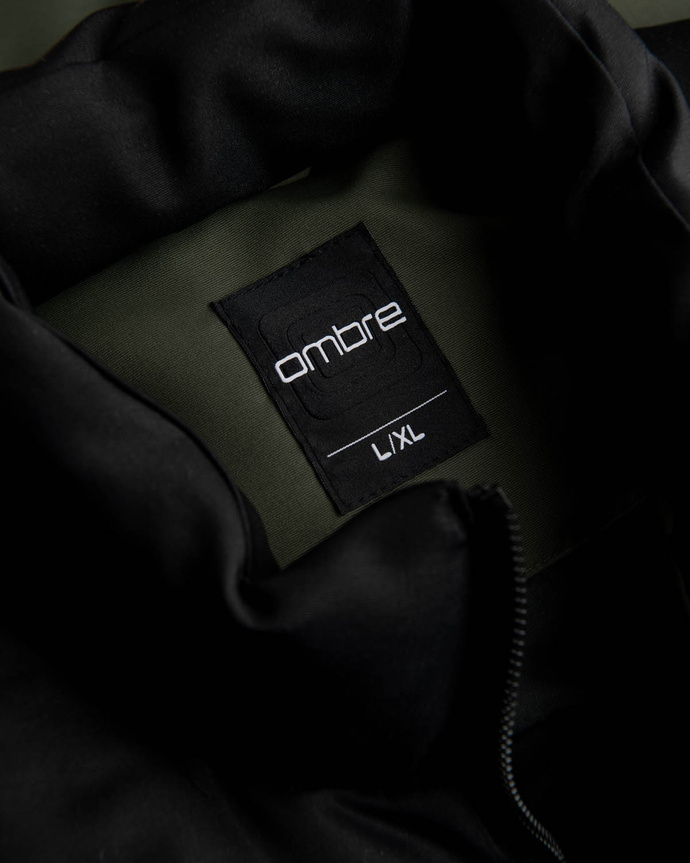 Men's quilted sleeveless jacket in contrasting colors - olive V4 OM-JAVJ-0161