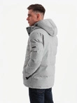Men's lightweight jacket with mesh lining and hood - grey V3 OM-JAHP-0203