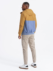 Lightweight colorful men's sports jacket with fleece - blue-mustard V8 OM-JANP-0194
