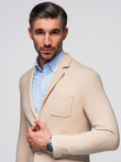 Men's SLIM knit jacket with subtle texture - beige V5 OM-BLZB-0101
