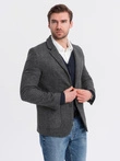 Men's checkered blazer with wool - graphite V2 OM-BLZB-0117