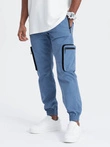 Men's JOGGER pants with stand-off and zippered cargo pockets - blue V7 OM-PAJO-0135