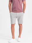 Pantaloni scurți bărbătești din tricot melange bicolor - gri deschis V5 OM-SRCS-0127