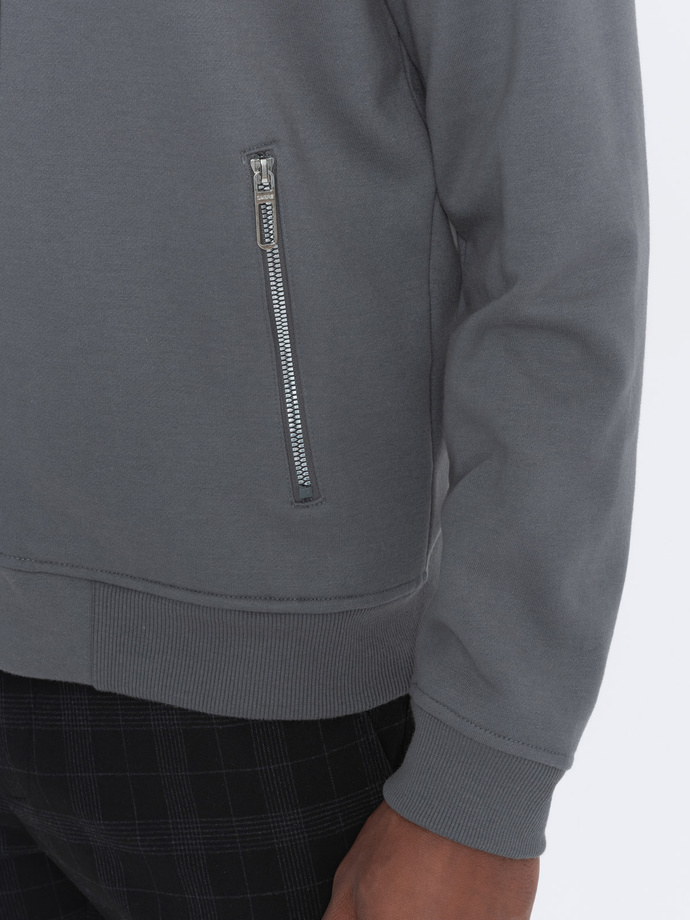 Pánska bunda bomber na zips - sivá V3 OM-SSZP-22FW-011