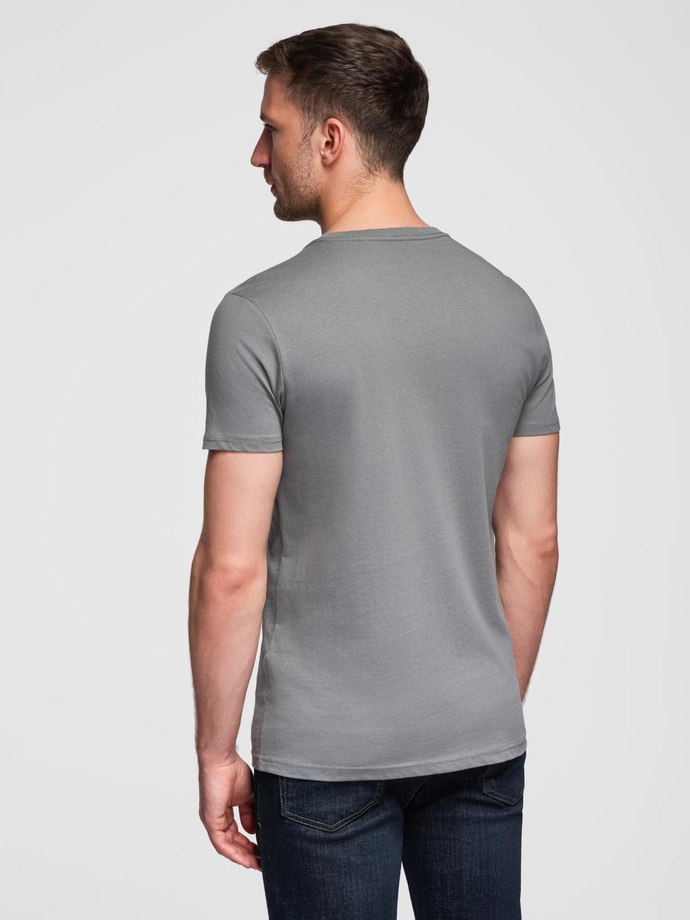 Tricou bărbătesc din bumbac cu contrast - gri V1 OM-TSCT-0151
