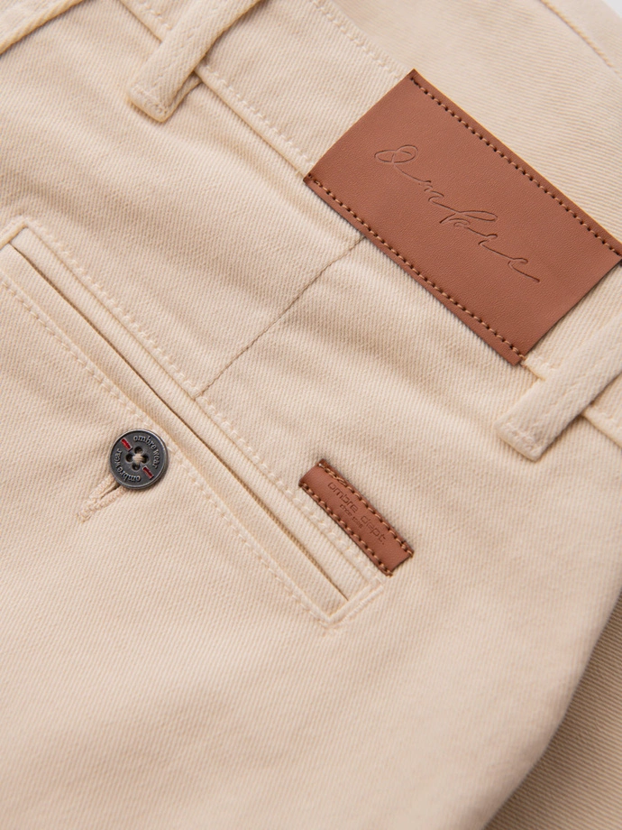 Men's denim classic shorts with rolled up leg - cream V2 OM-SRDS-0162