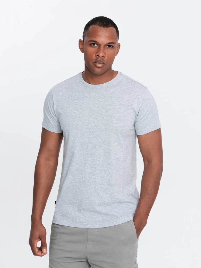 Men's classic cotton BASIC T-shirt - grey melange V5 OM-TSBS-0146