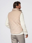 Men's peach effect quilted vest - beige V1 OM-JAVJ-0277