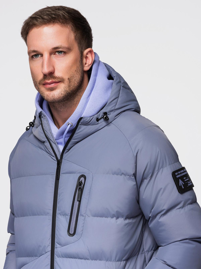 Jachetă matlasată izolată pentru bărbați cu mâneci raglan - violet decolorat V6 OM-JAHP-0302